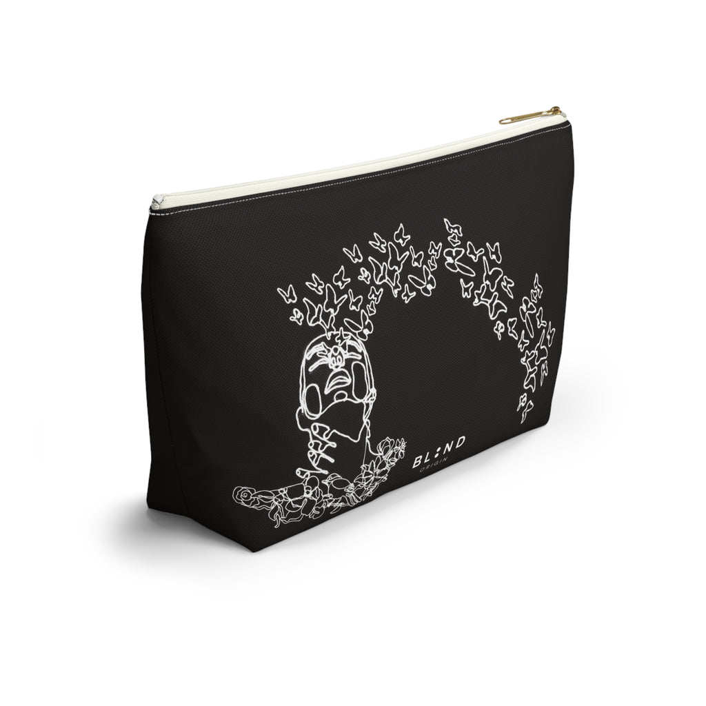 Butterfly Skull Accessory Pouch — Gothic Floral T‑Bottom Makeup Bag