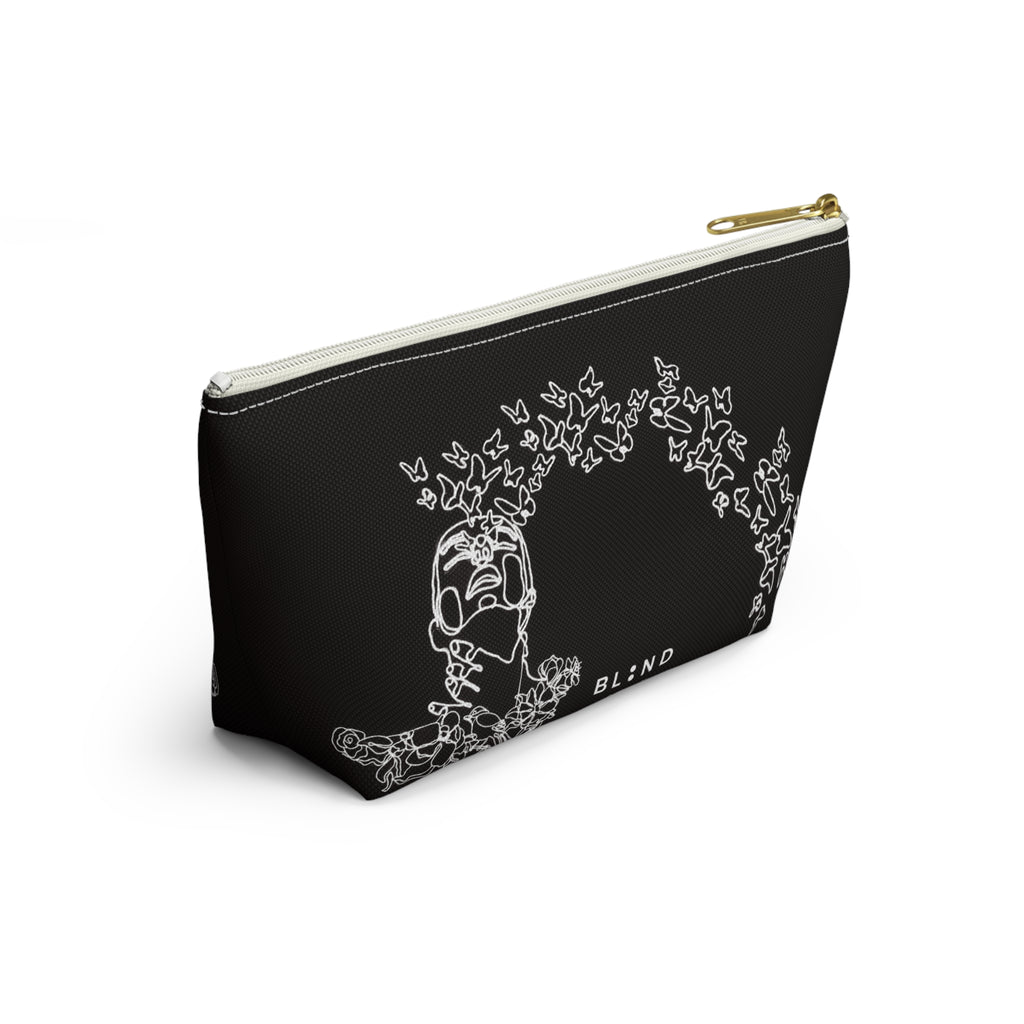 Butterfly Skull Accessory Pouch — Gothic Floral T‑Bottom Makeup Bag