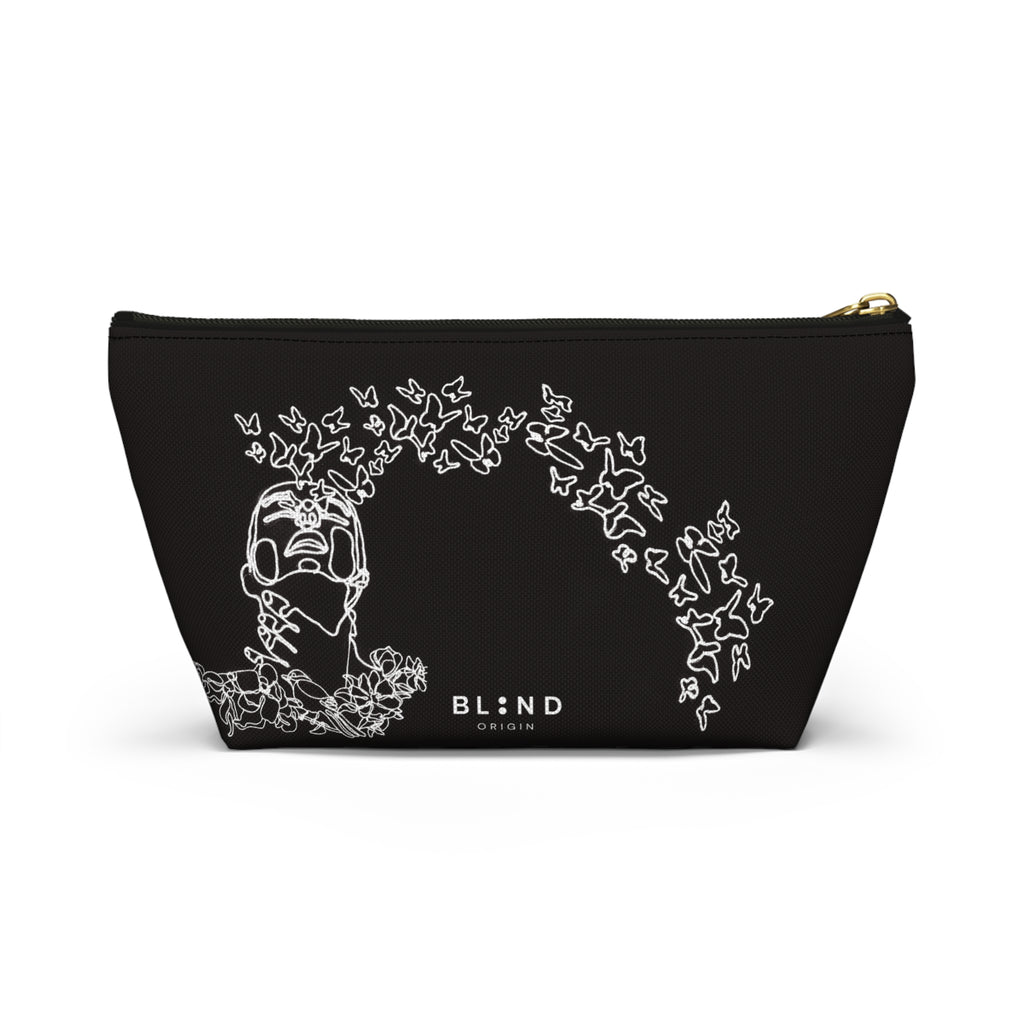 Butterfly Skull Accessory Pouch — Gothic Floral T‑Bottom Makeup Bag