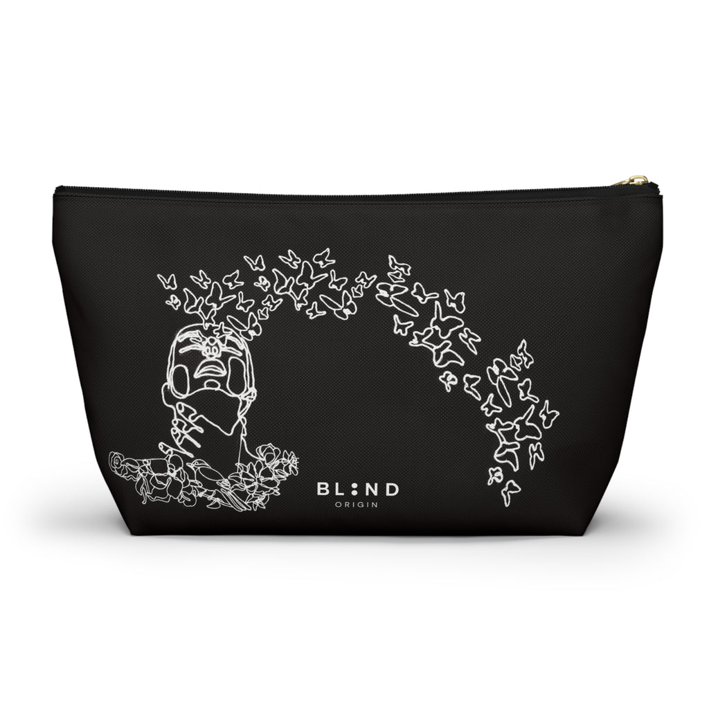 Butterfly Skull Accessory Pouch — Gothic Floral T‑Bottom Makeup Bag