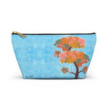 Blue Watercolor Tree Accessory Pouch — Floral Cosmetic Makeup Bag