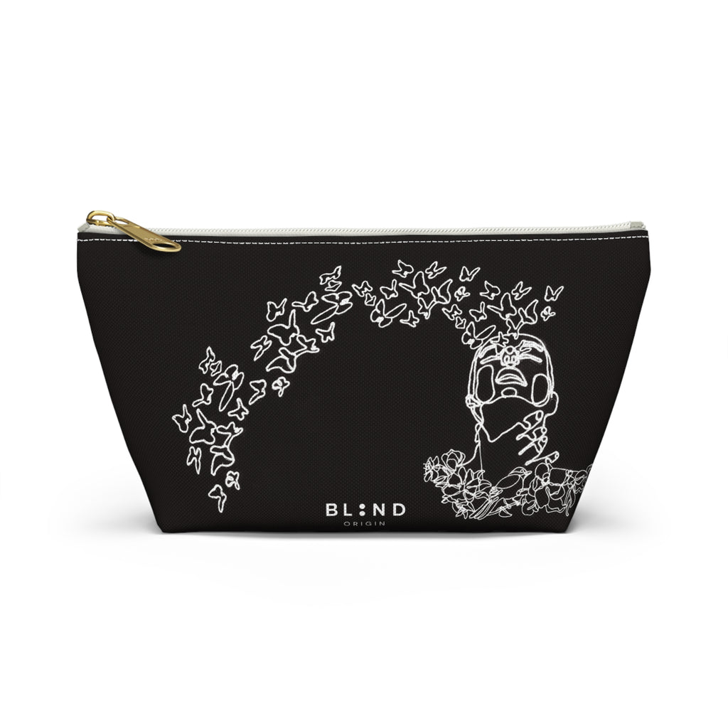 Butterfly Skull Accessory Pouch — Gothic Floral T‑Bottom Makeup Bag