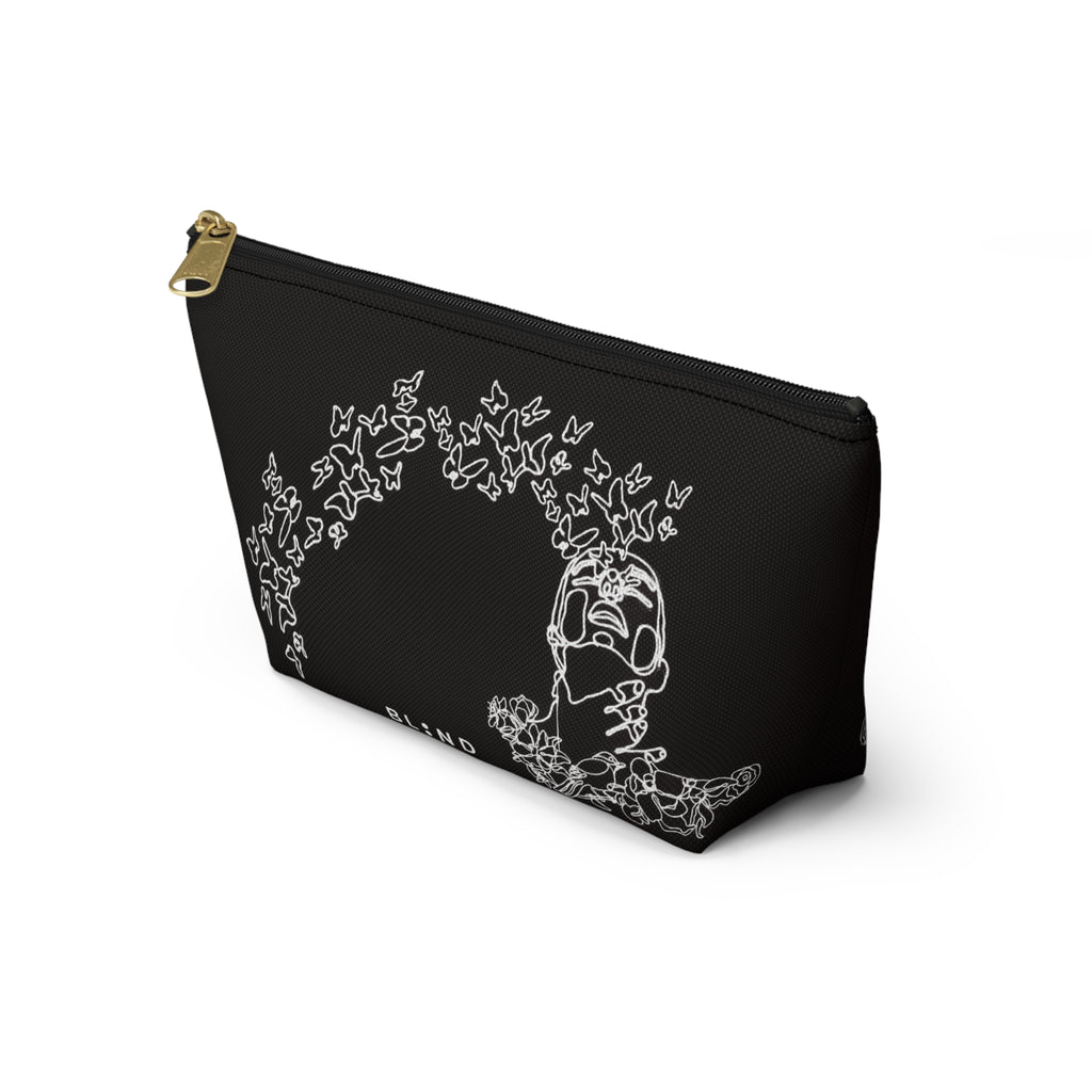 Butterfly Skull Accessory Pouch — Gothic Floral T‑Bottom Makeup Bag