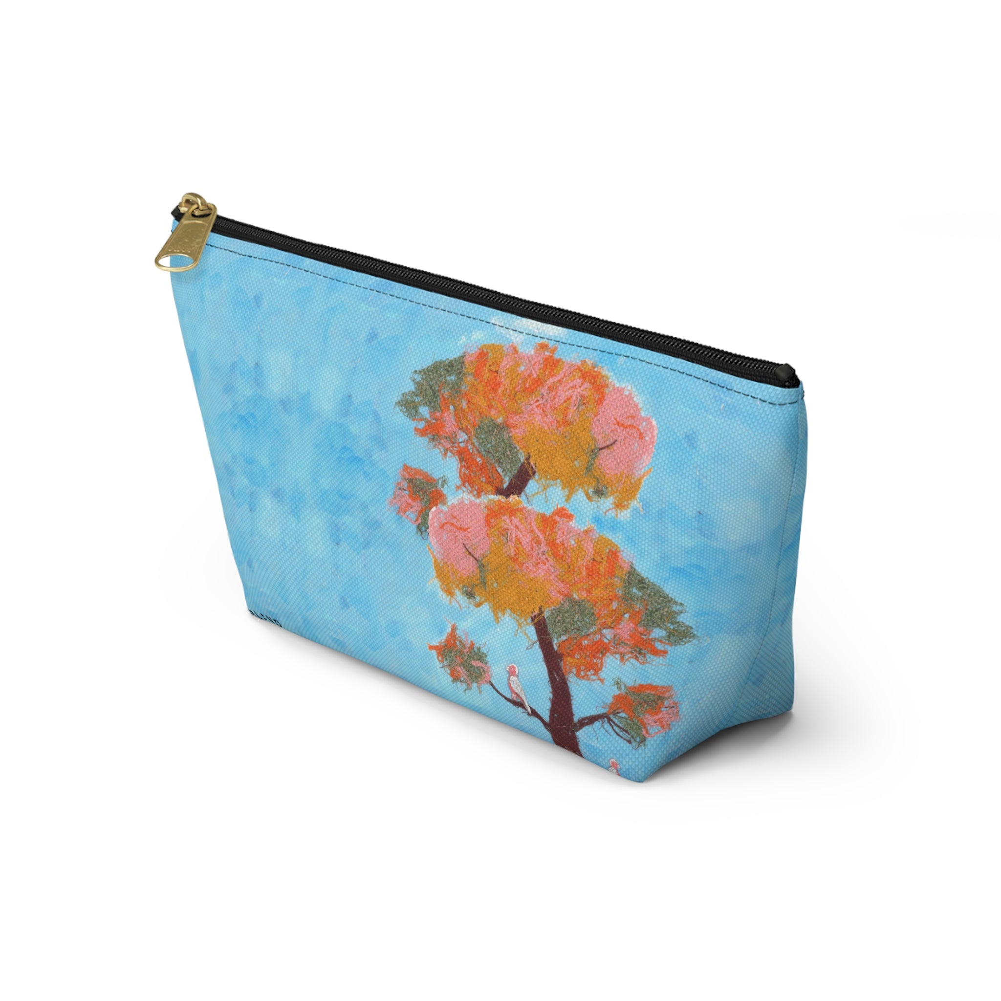 Blue Watercolor Tree Accessory Pouch — Floral Cosmetic Makeup Bag