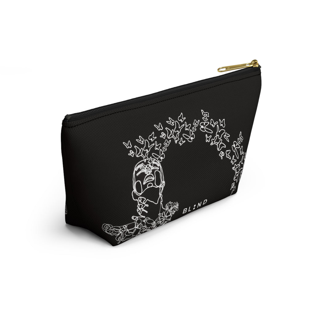 Butterfly Skull Accessory Pouch — Gothic Floral T‑Bottom Makeup Bag