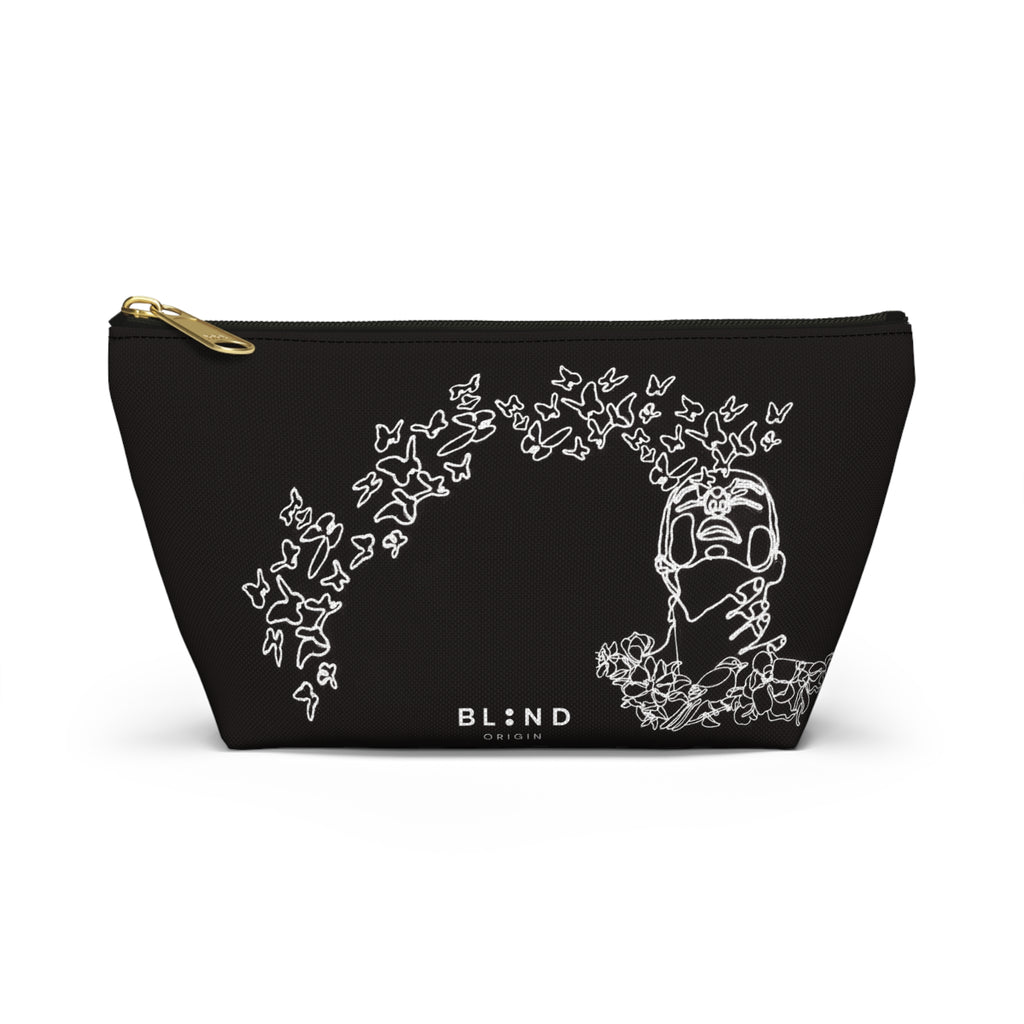 Butterfly Skull Accessory Pouch — Gothic Floral T‑Bottom Makeup Bag
