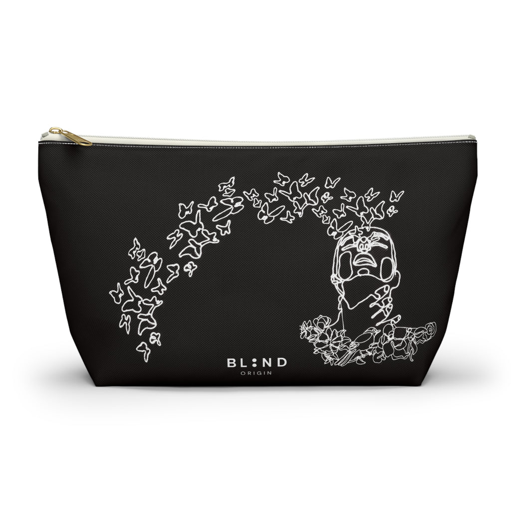Butterfly Skull Accessory Pouch — Gothic Floral T‑Bottom Makeup Bag