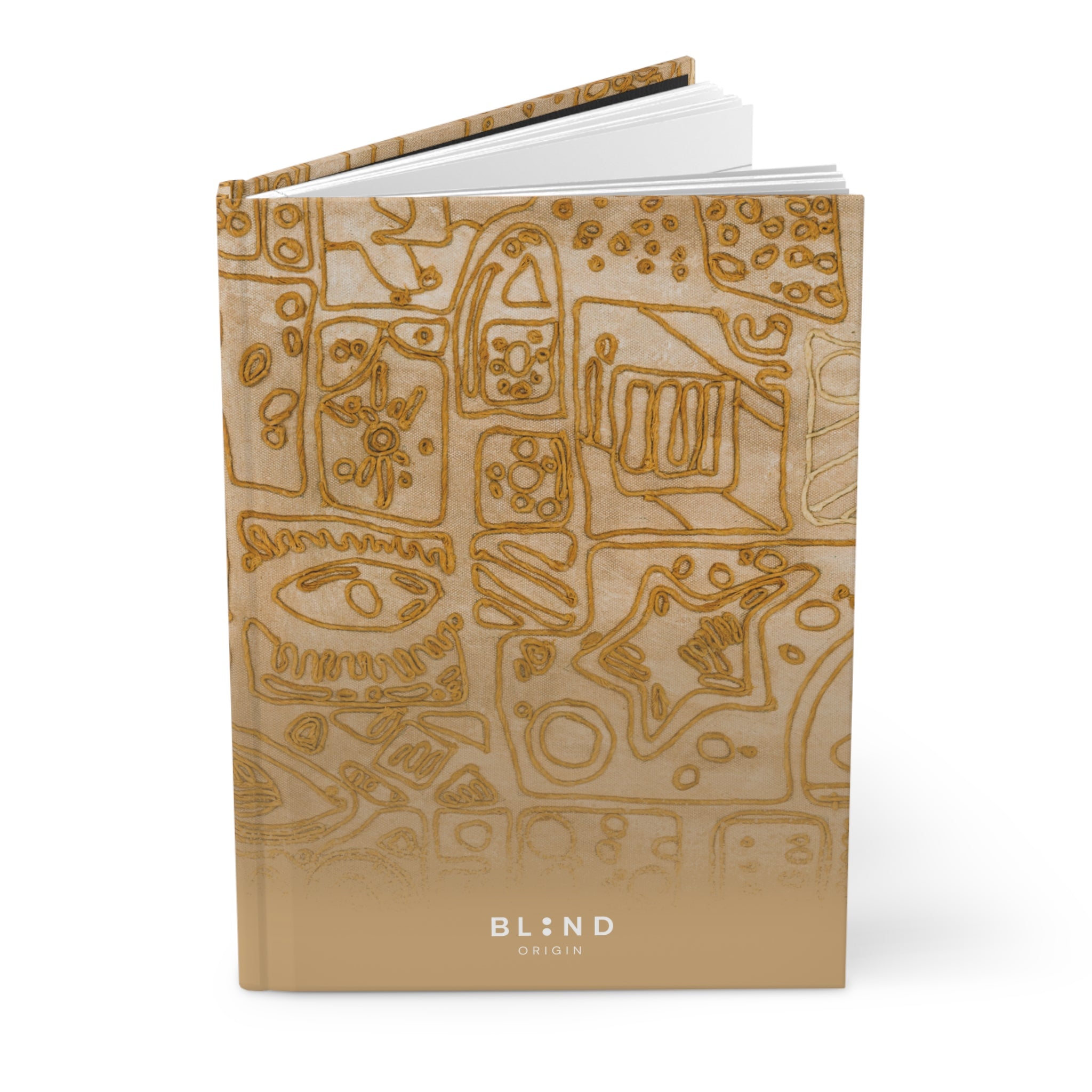 Abstract Beige Pattern Hardcover Journal — 'BL:ND Origin' Sketchy Doodle Notebook for Artists & Note-Taking